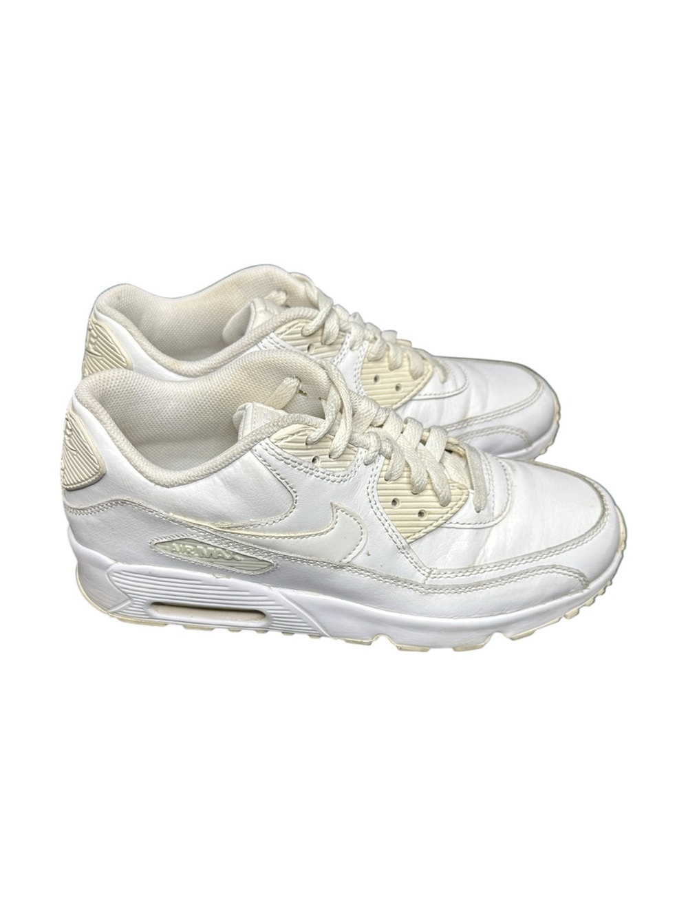 Nike Air Max 90 White/Cream Leather Sneakers - kids: 6.5y - women: 8 US